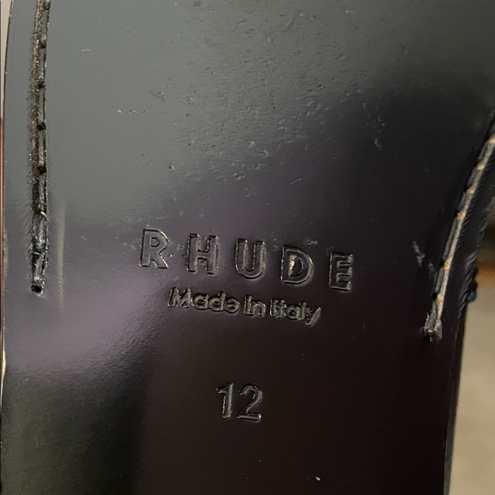 Rhude Black Croc-Embossed Leather Men's Loafers Size 12 Designer Slip-On - Picture 6 of 6
